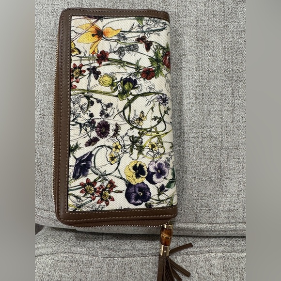 GUCCI Floral Print Wallet with Bamboo - Picture 6 of 6